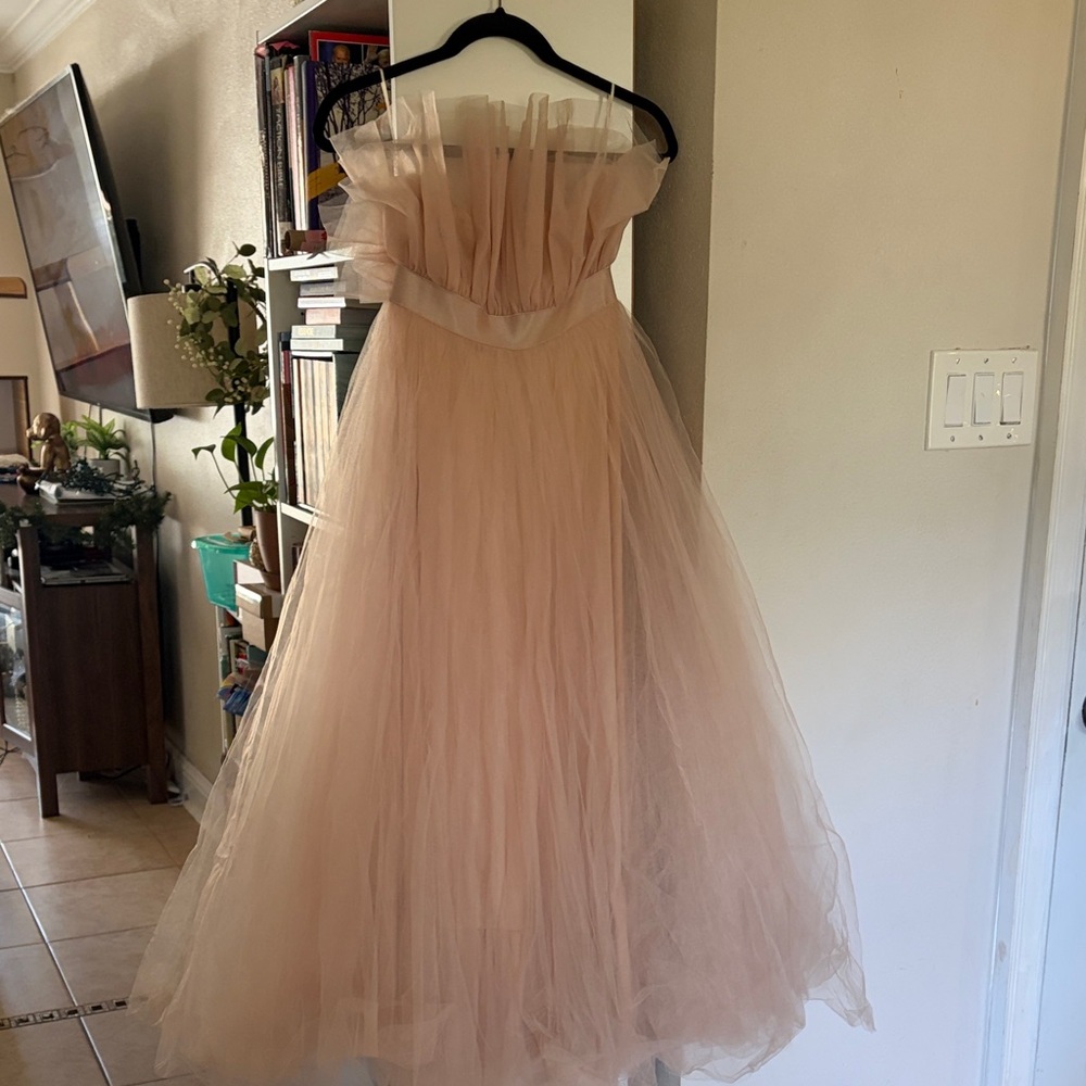Elegant Strapless Tulle Dress - Pink